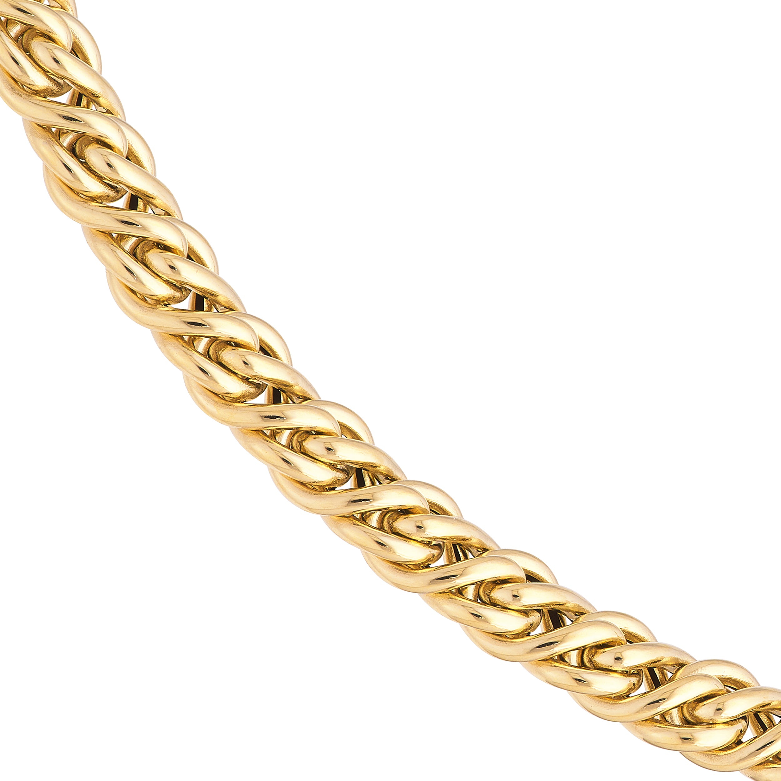 14K Yellow Gold Byzantine Twisted Chain Necklace 18"