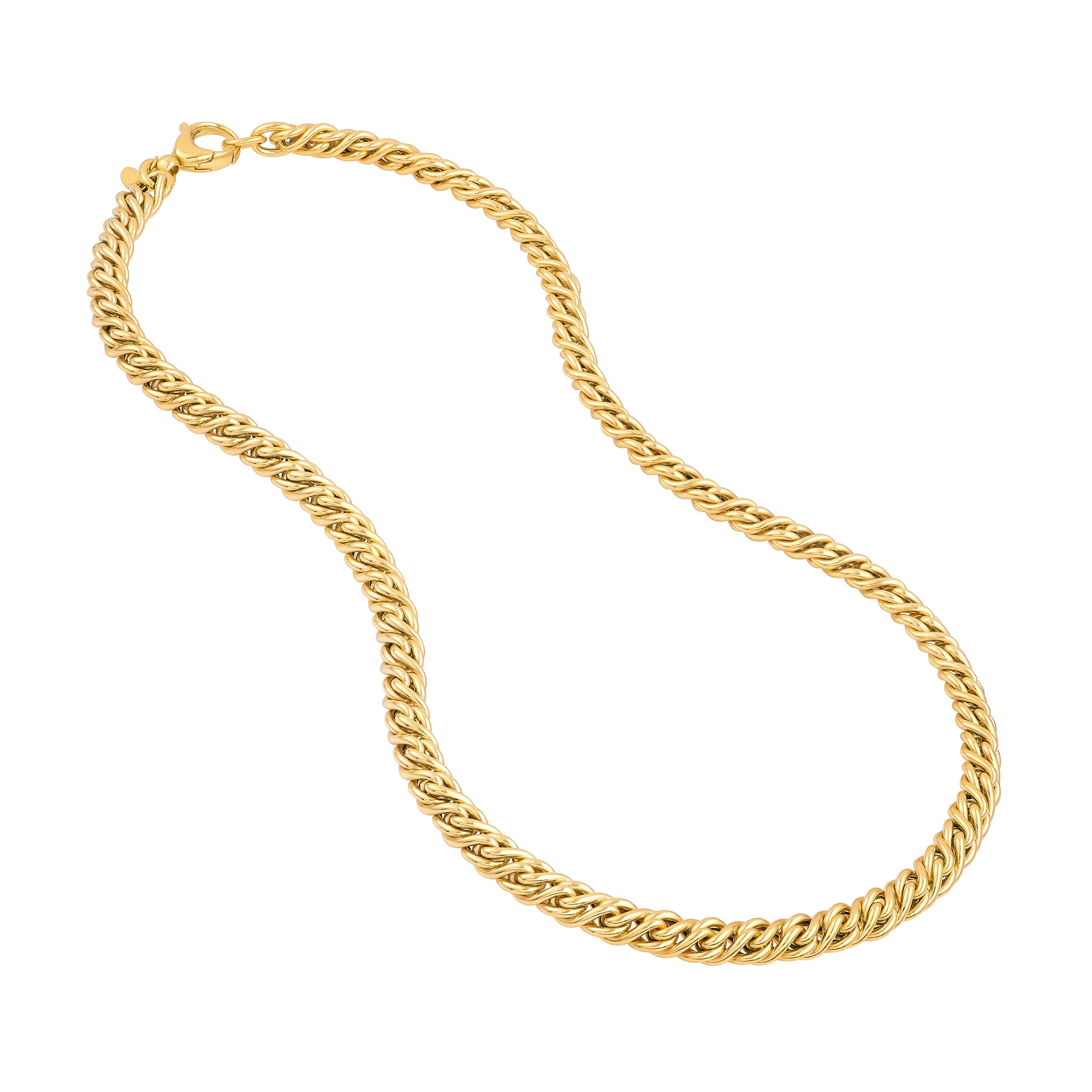 14K Yellow Gold Byzantine Twisted Chain Necklace 18"