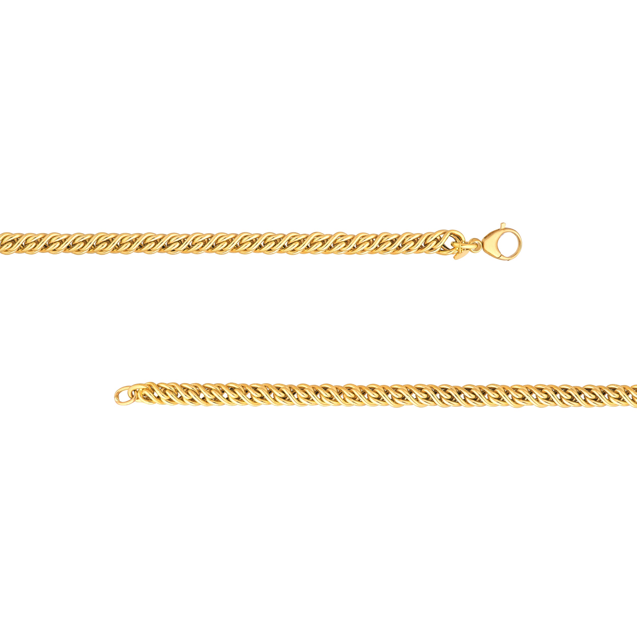 14K Yellow Gold Byzantine Twisted Chain Necklace 18"