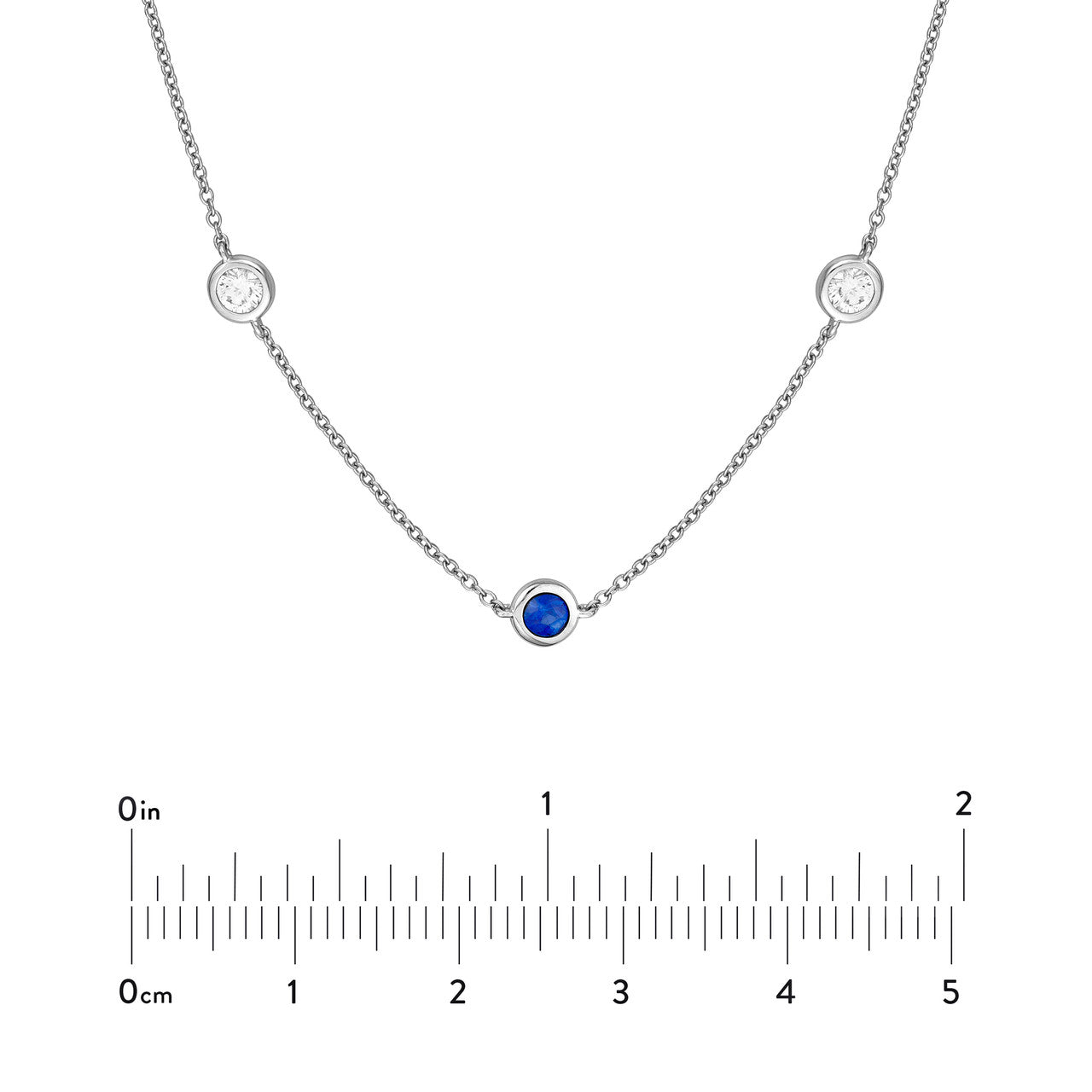 .75ctw Sapphire & Diamond Bezel Station 14K White Gold Necklaced