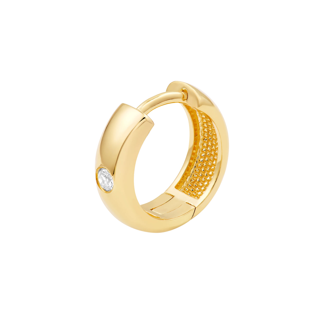 Diamond 14K Yellow Gold 13mm Mini Hoop Earrings