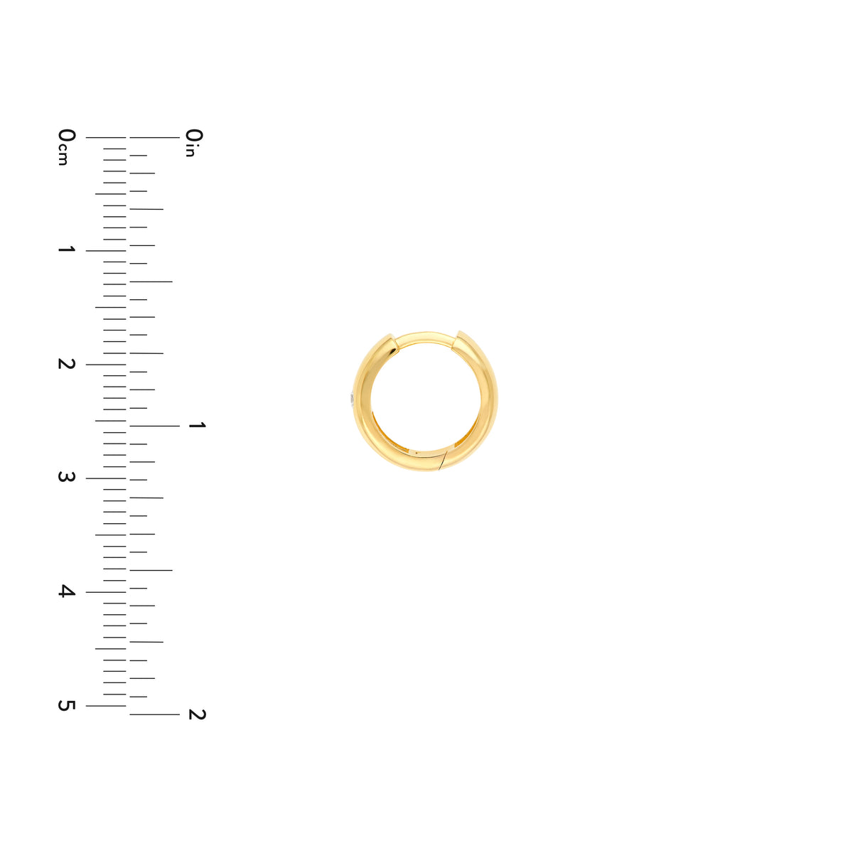 Diamond 14K Yellow Gold 13mm Mini Hoop Earrings