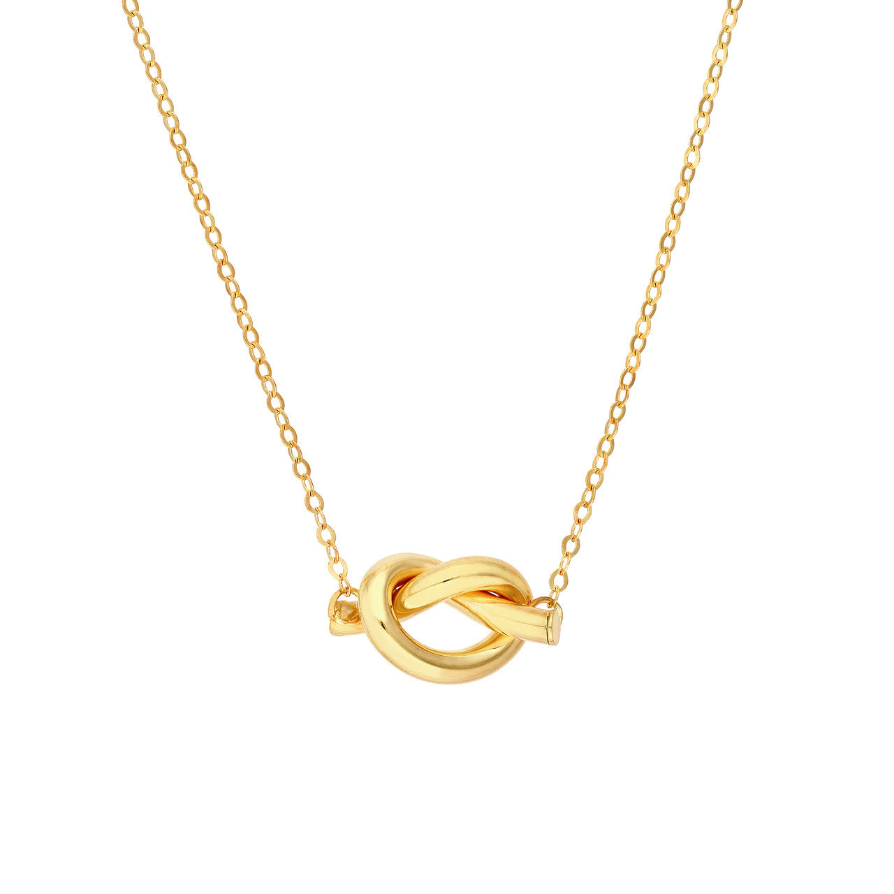 14K Yellow Gold 2mm Tube Love Knot Necklace