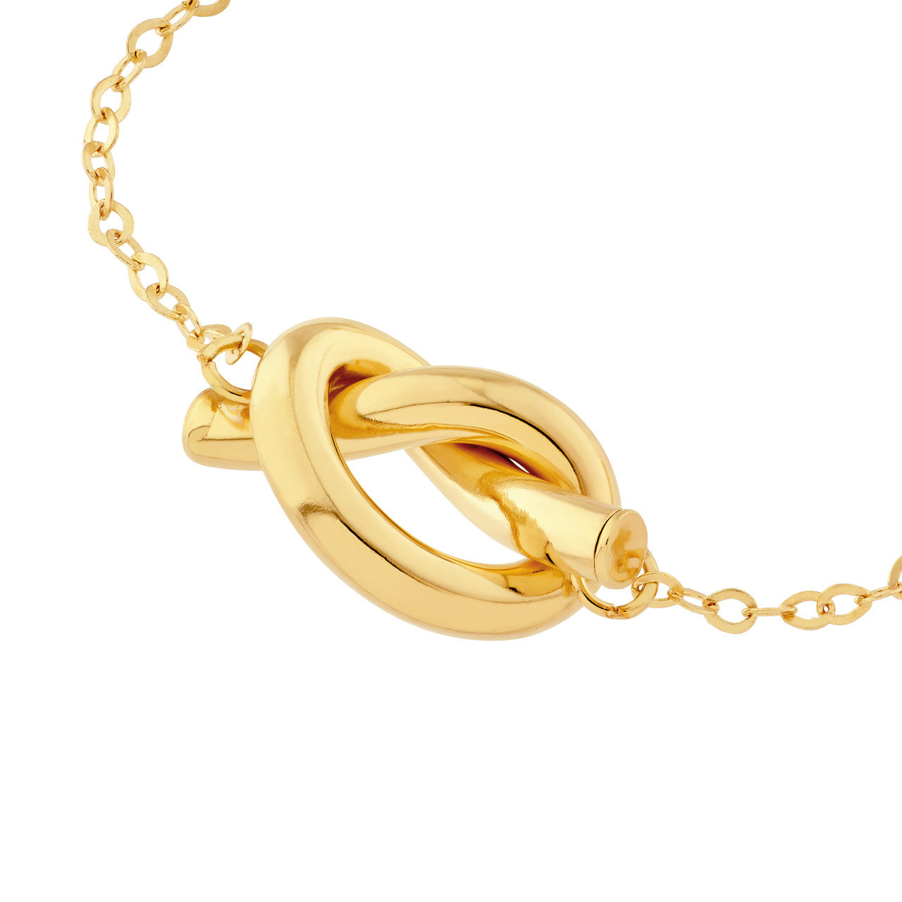 14K Yellow Gold 2mm Tube Love Knot Necklace