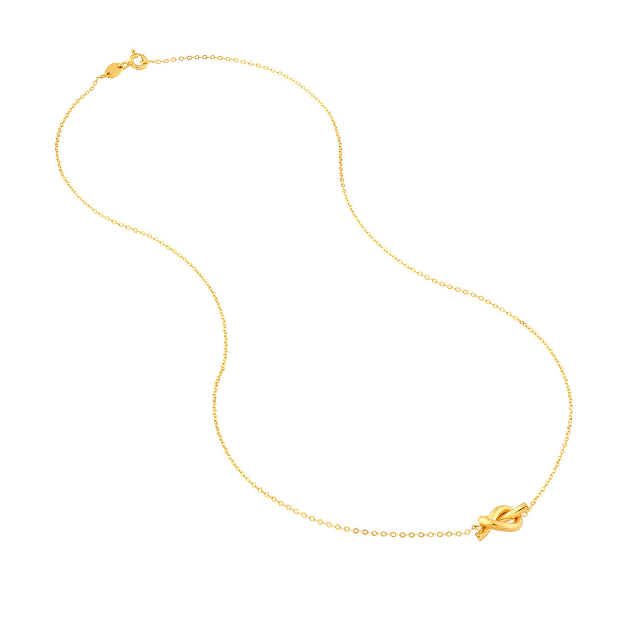 14K Yellow Gold 2mm Tube Love Knot Necklace