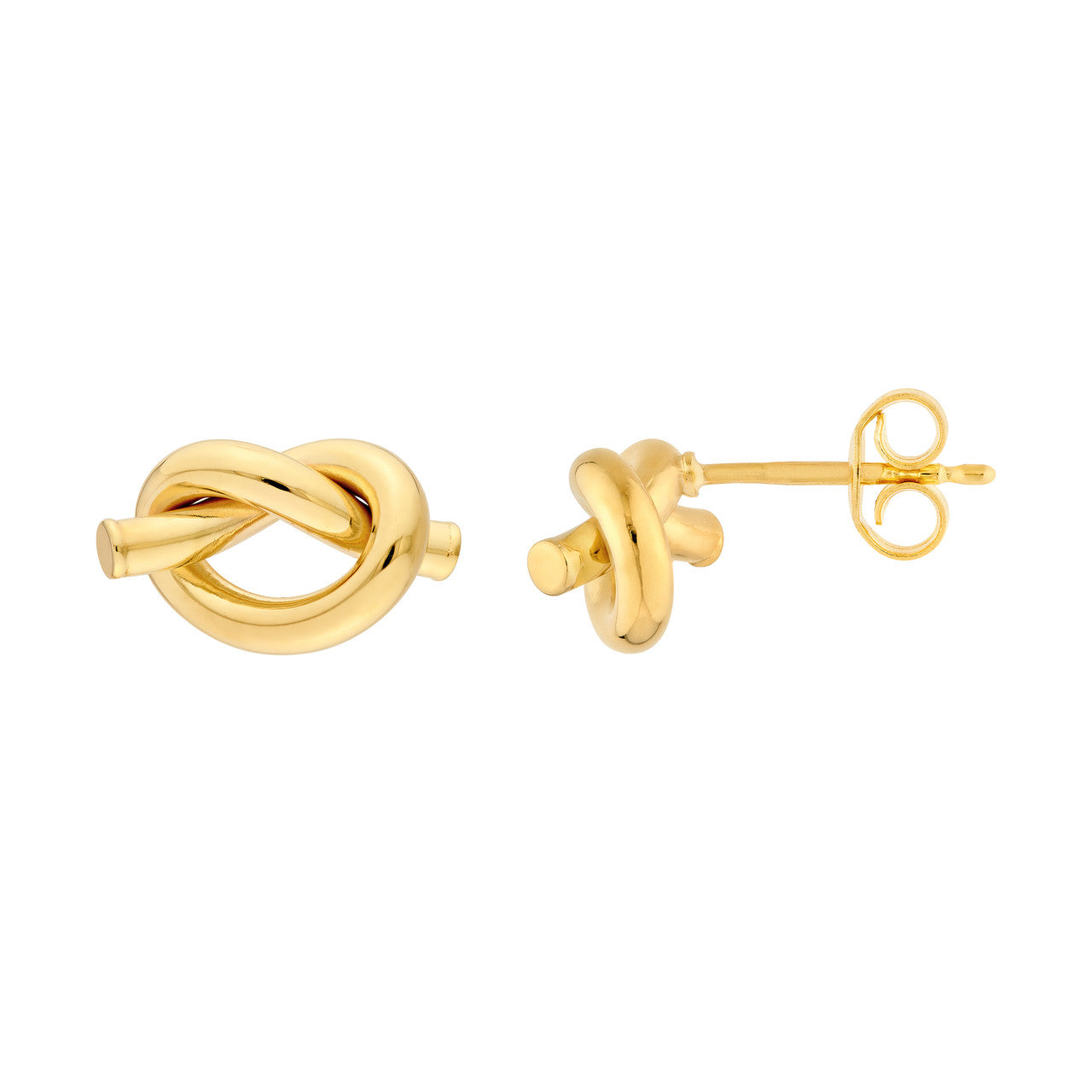 14K Yellow Gold 2mm Tube Love Knot Stud Earrings