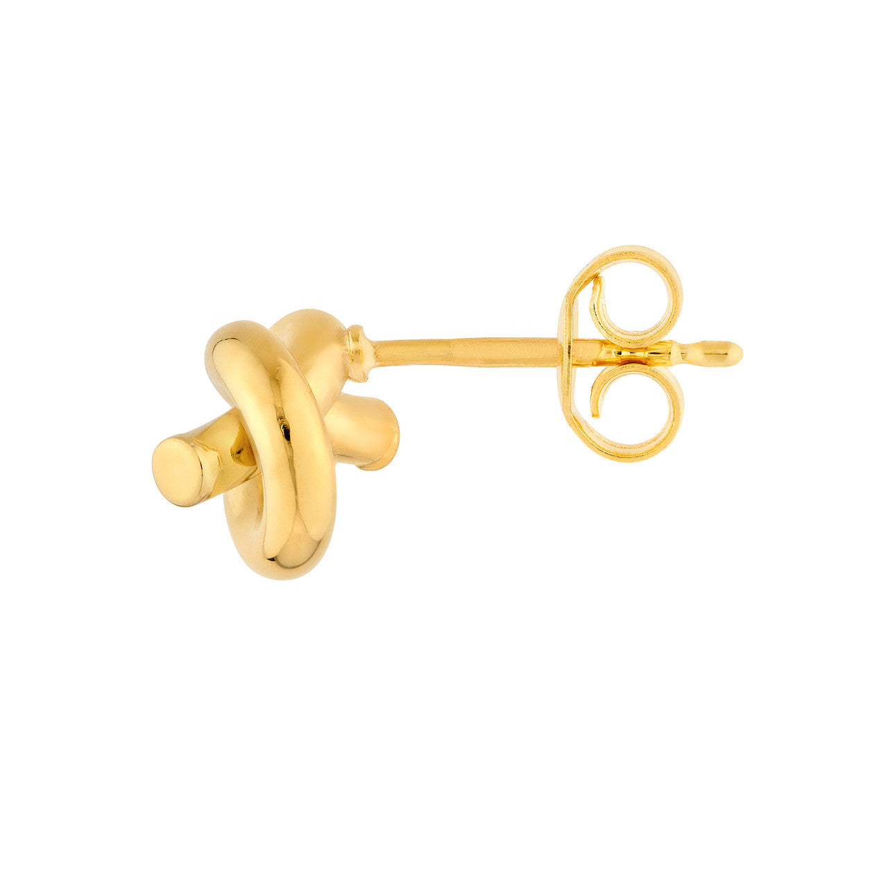 14K Yellow Gold 2mm Tube Love Knot Stud Earrings