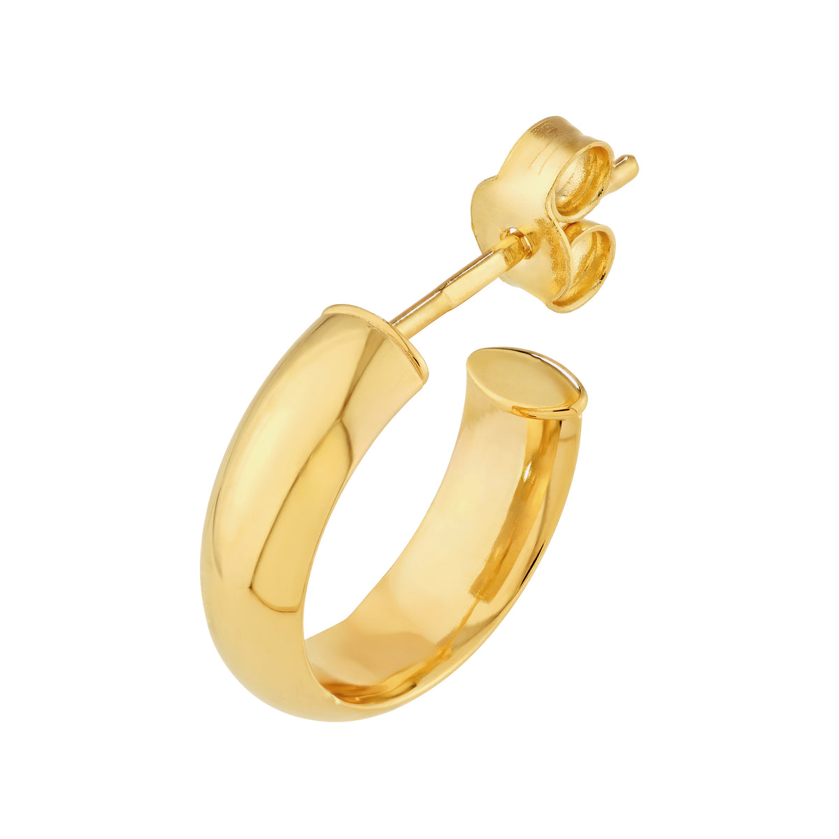 14K Yellow Gold 10mm D-Tube Open Hoop Earrings
