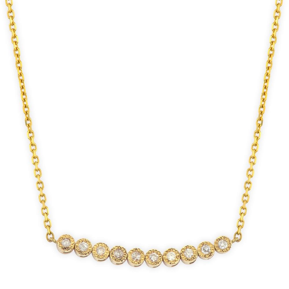 Rainbow Sapphire & Diamond Bezel Double Sided 14K Gold Necklace