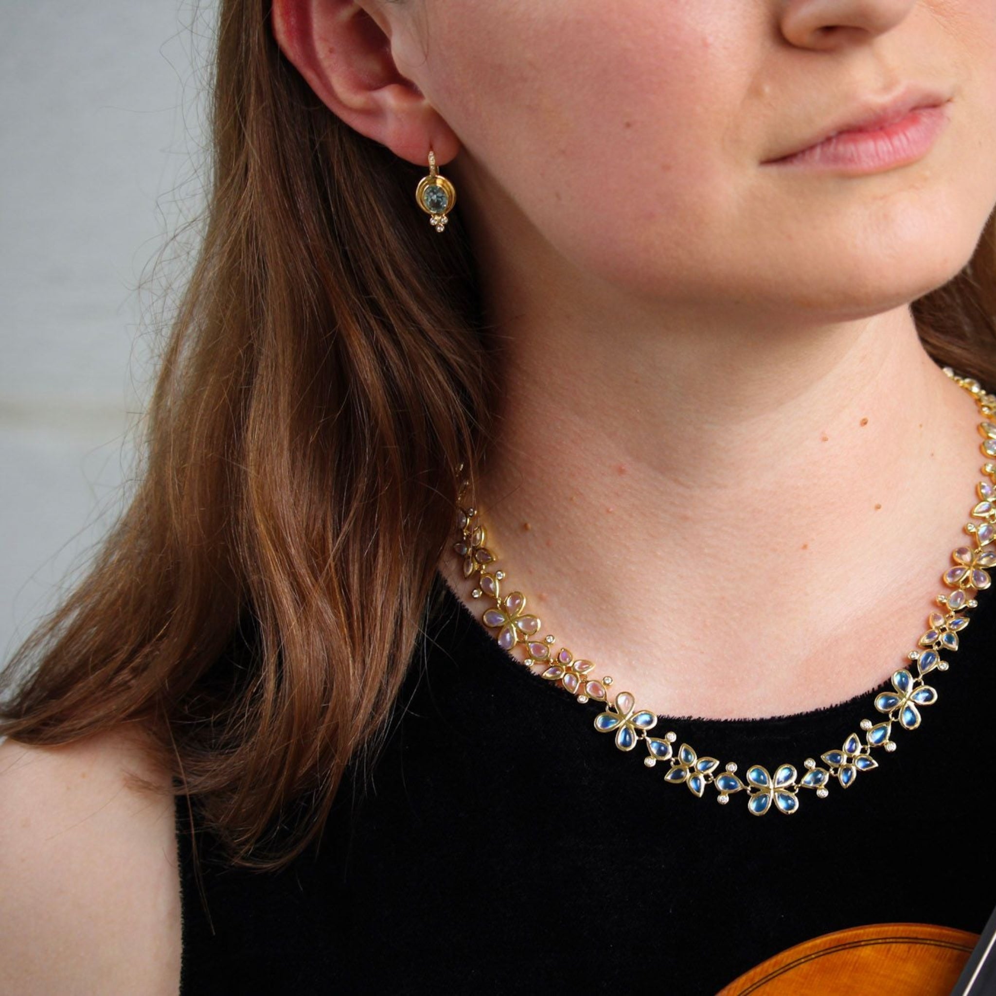 Temple St. Clair Aquamarine Small Classic Temple Earrings