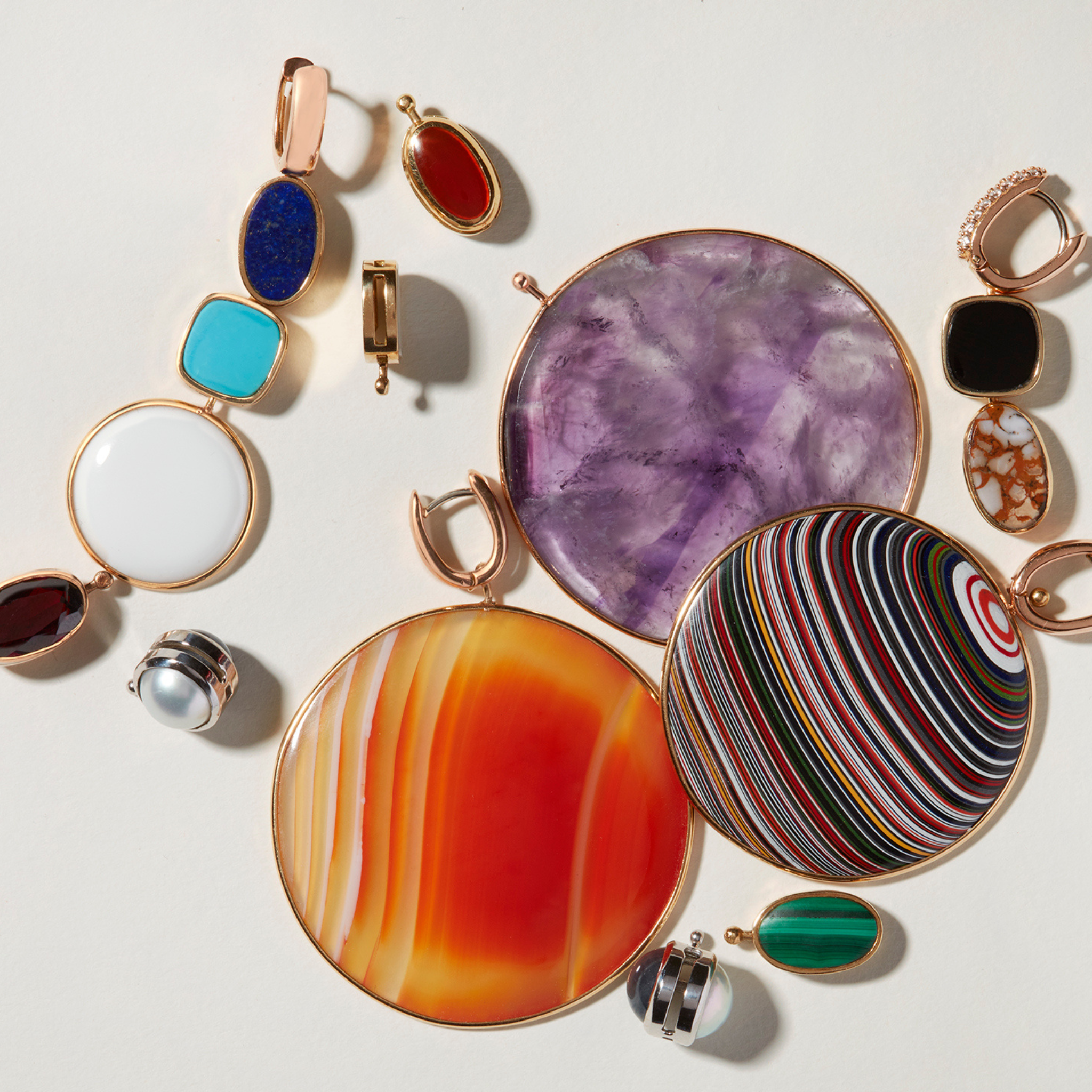 Marla Aaron 18K Gold Opal & Pearl Drop Lozenge Earring Charms