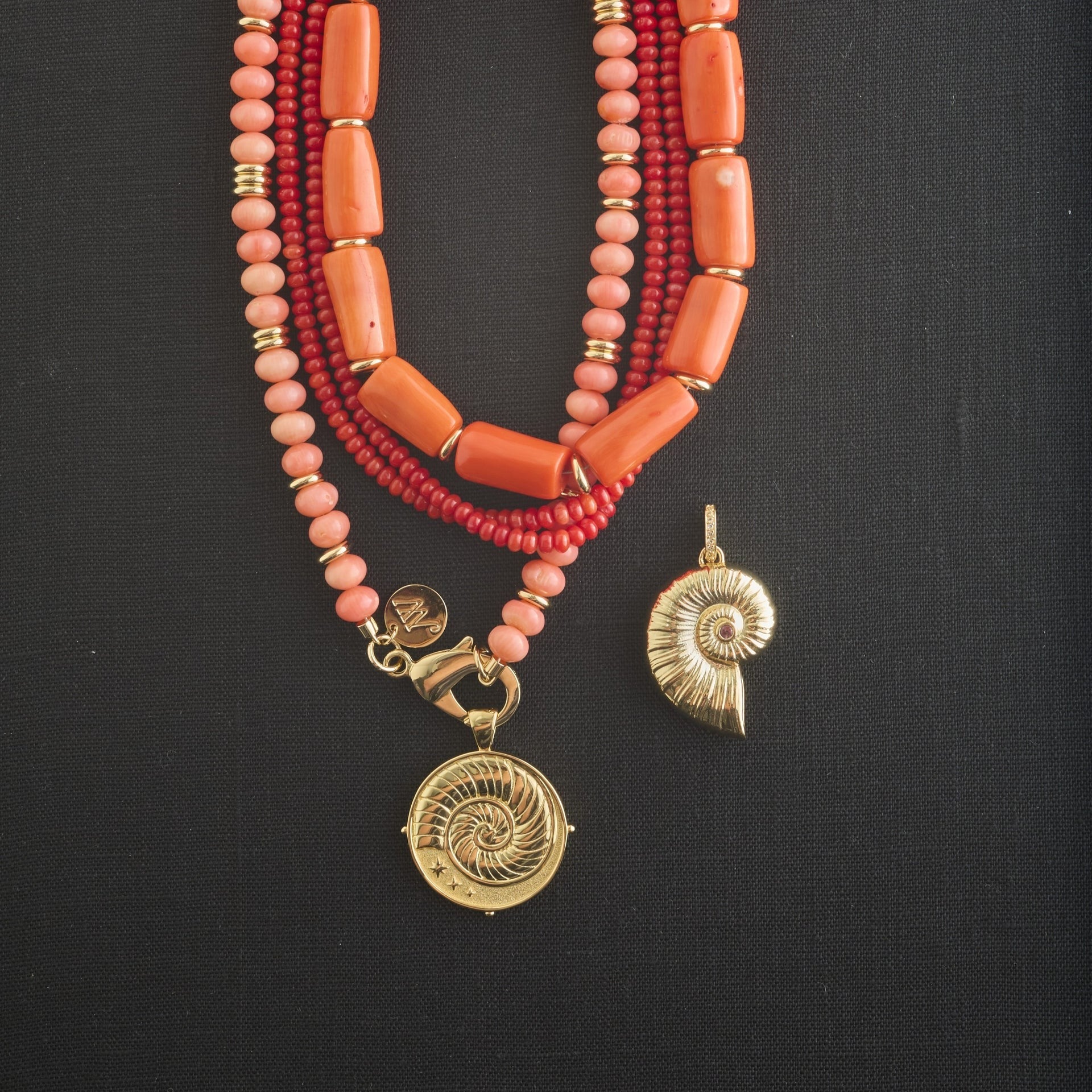 Jane Win Double Wrap Carmine Coral Beaded Necklace
