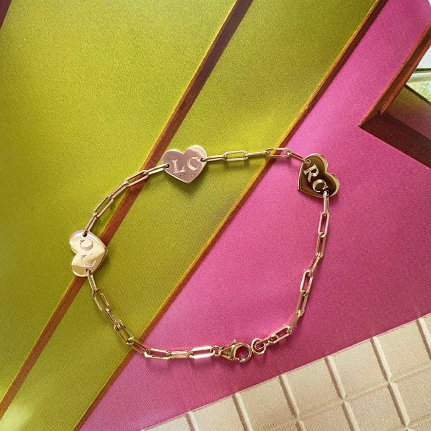 Aurelia Demark 18K Gold Delicate Three Hearts Bracelet