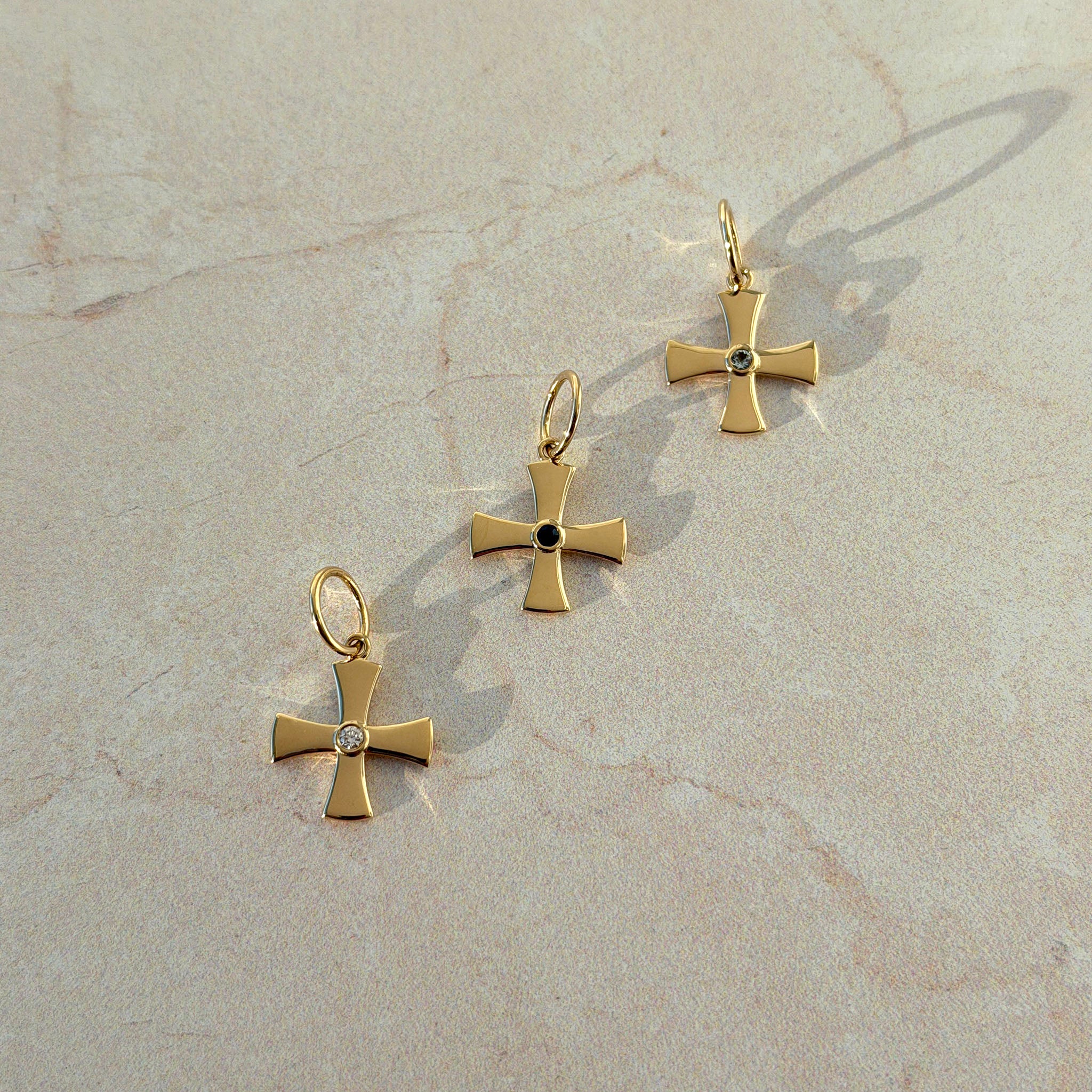 Diamond 14K Yellow Gold Birthstone Cross Pendant