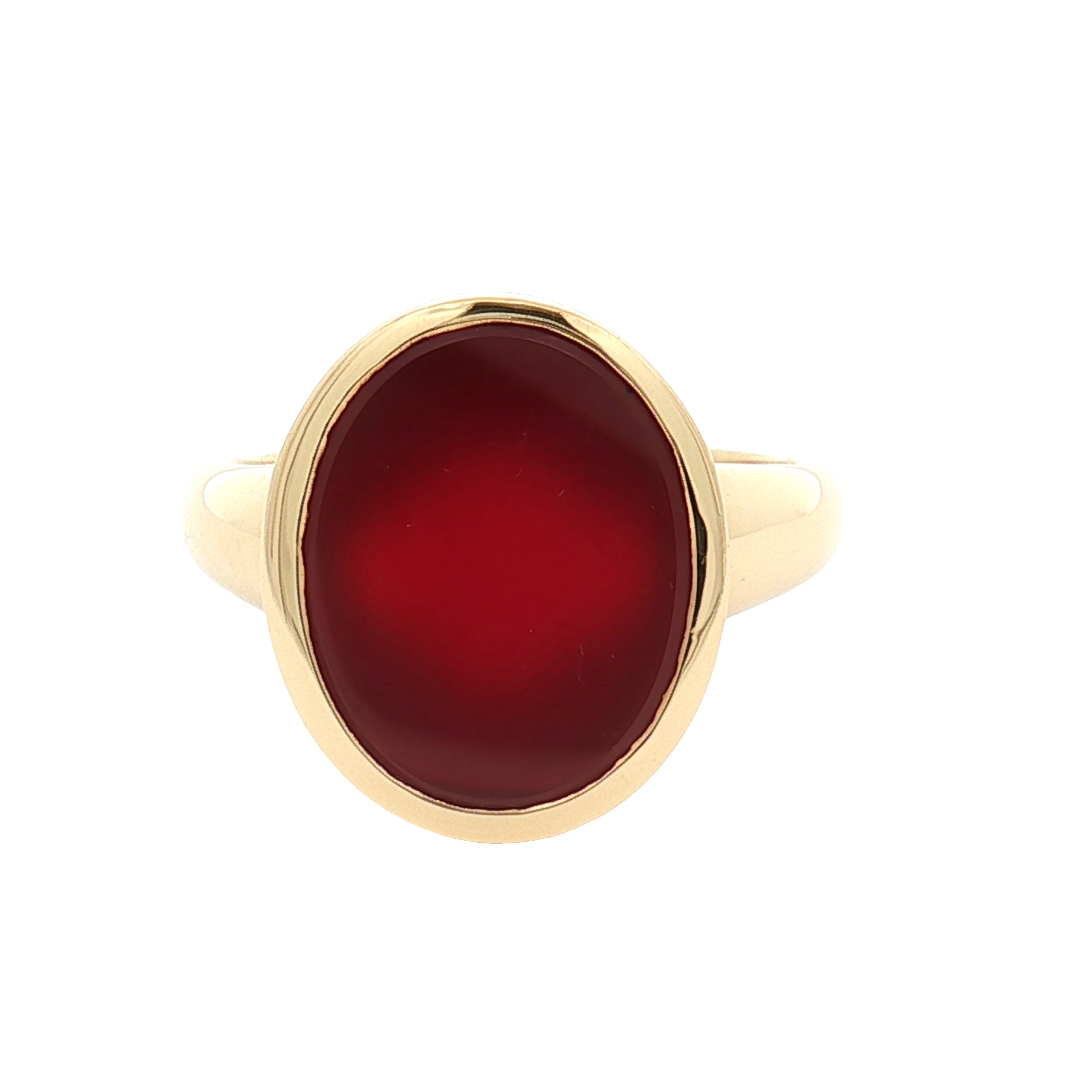18K Yellow Gold Oval Carnelian Signet Ring