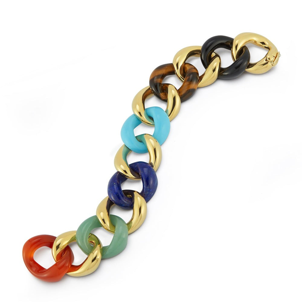 Seaman Schepps Multi Stone Classic Medium Link Bracelet