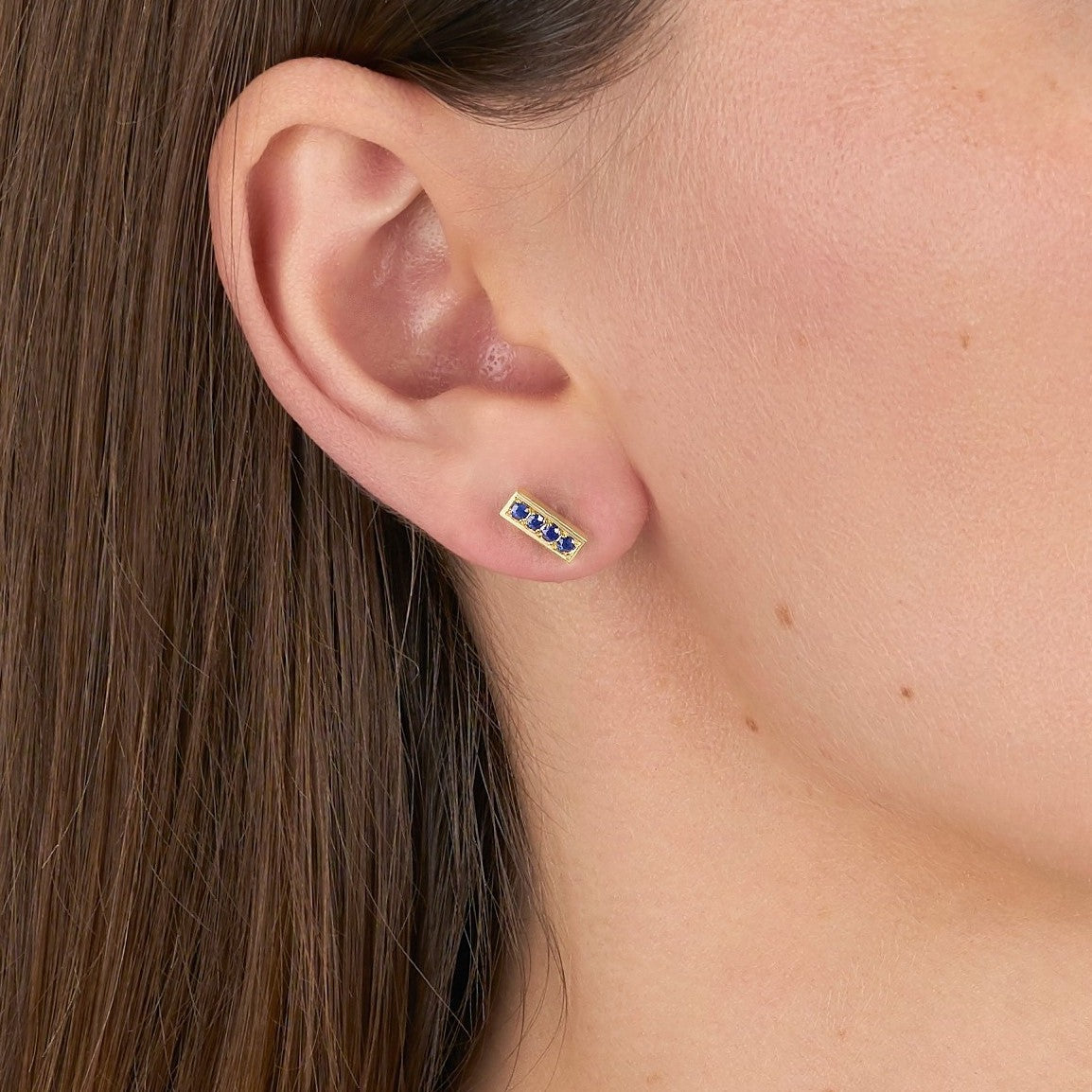Single Stone Sapphire Pavé Monet Stud Earrings