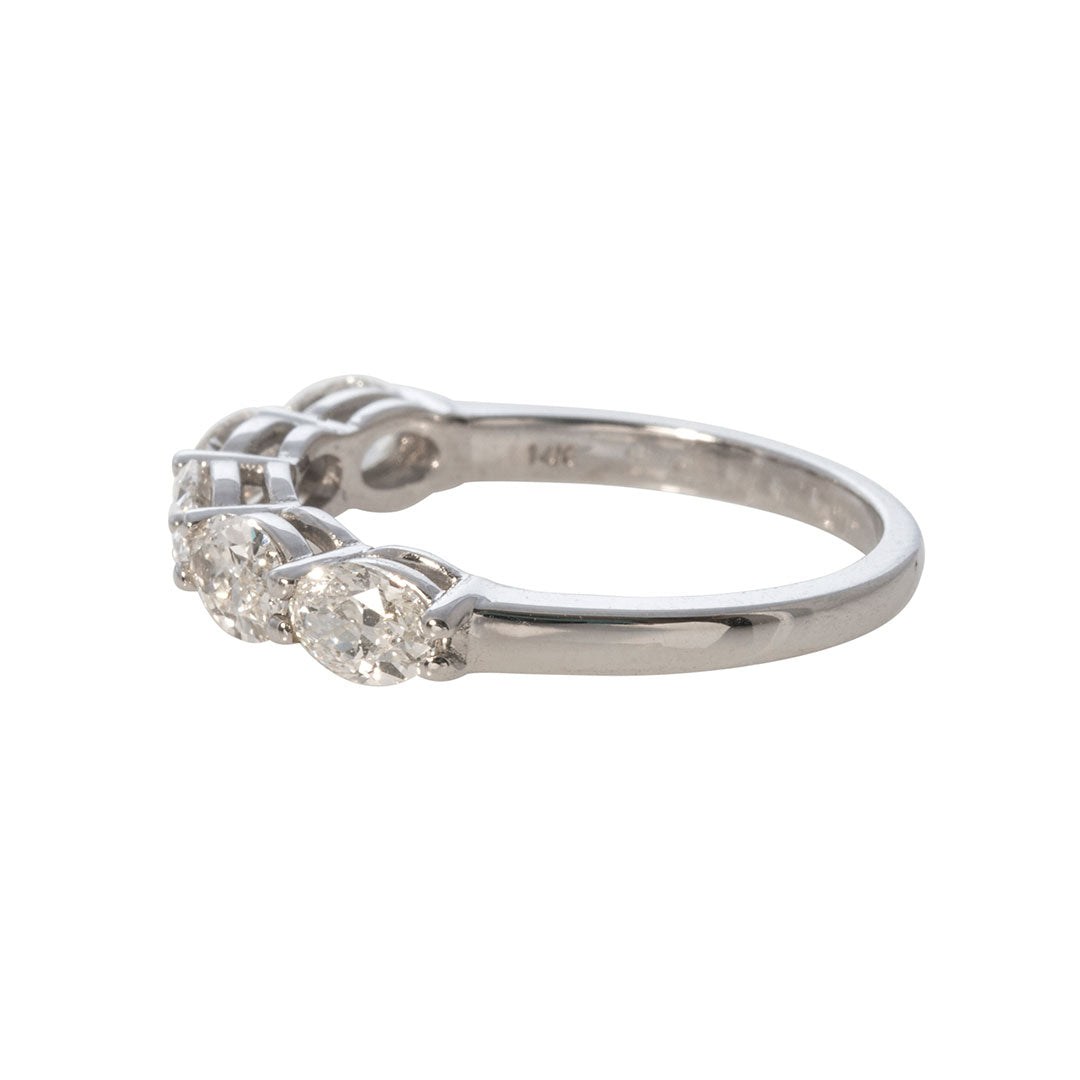 1.20ct Oval Diamond 5 Stone 14K White Gold Band