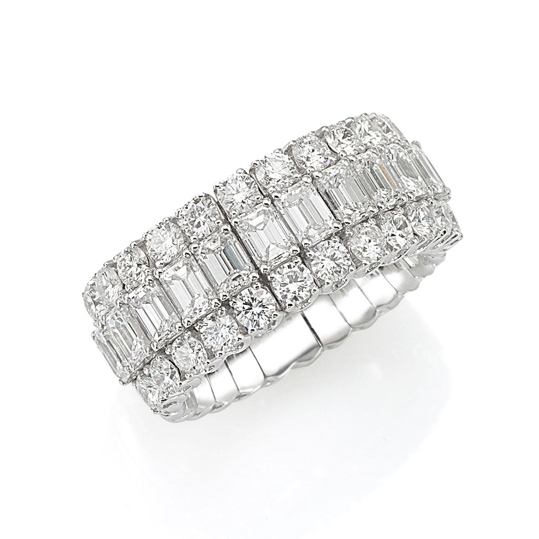 Picchiotti Emerald Cut & Round Diamond 18K White Gold Xpandable Ring