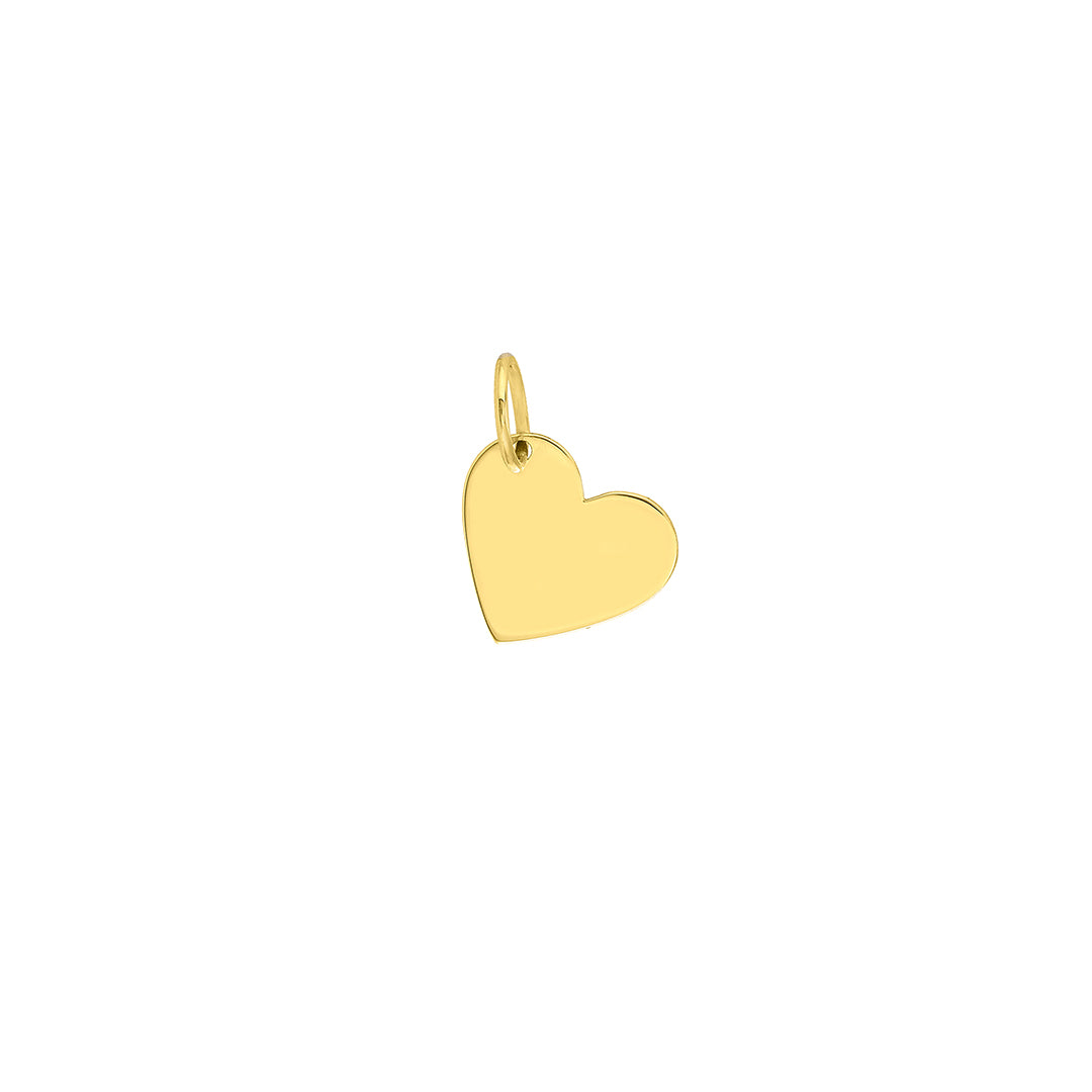 A polished 14K yellow gold tilted heart charm or pendant. Measures: 13 x 13mm