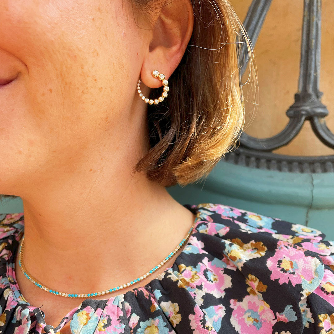 Diamond Front to Back 14K Yellow Gold Earrings