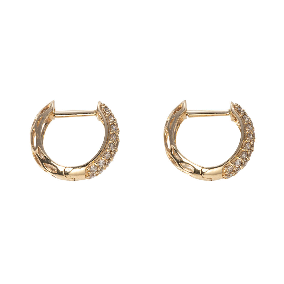 Diamond Pavé 14K Yellow Gold Huggie Hoop Earrings