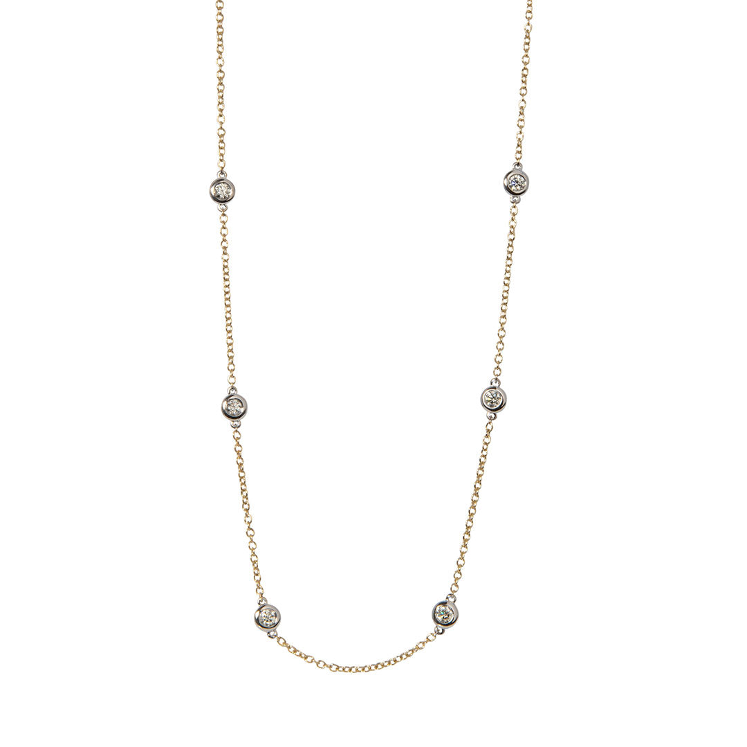 1ct Diamond by the Yard 10 Station Two Tone 14K Gold Necklace