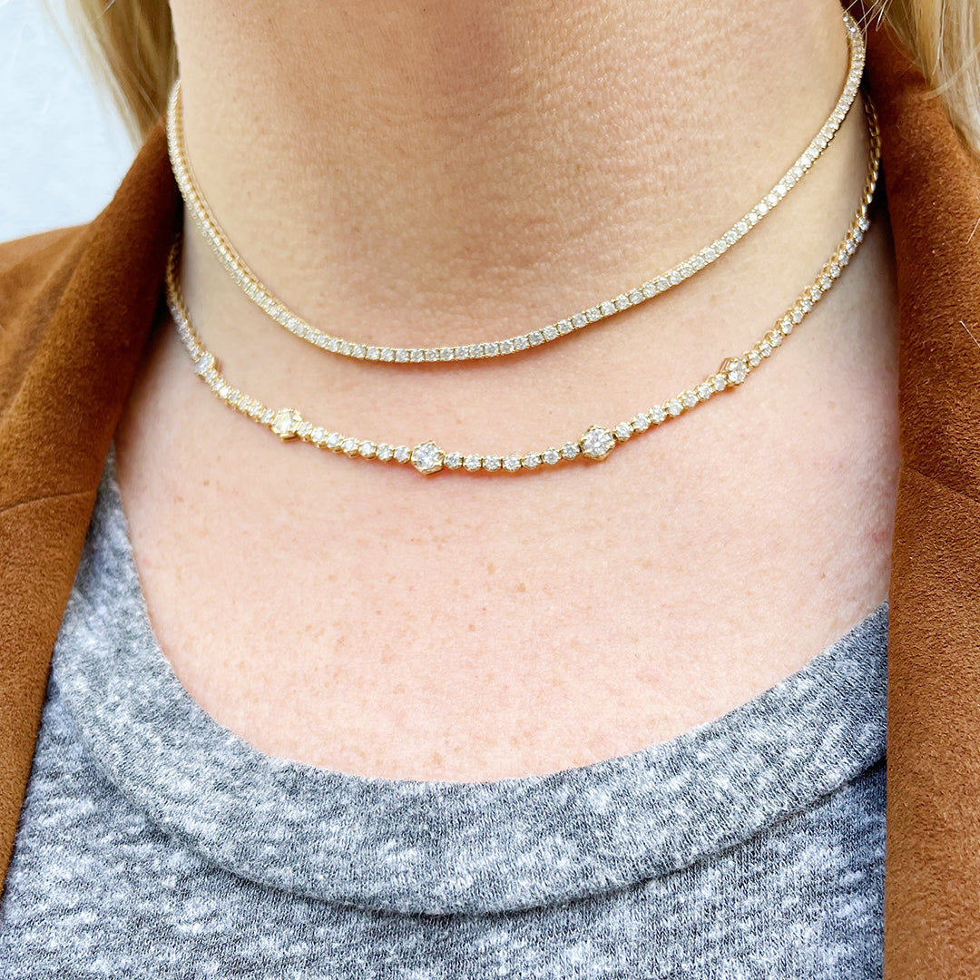 6ctw Diamond 14K Yellow Gold Tennis Necklace