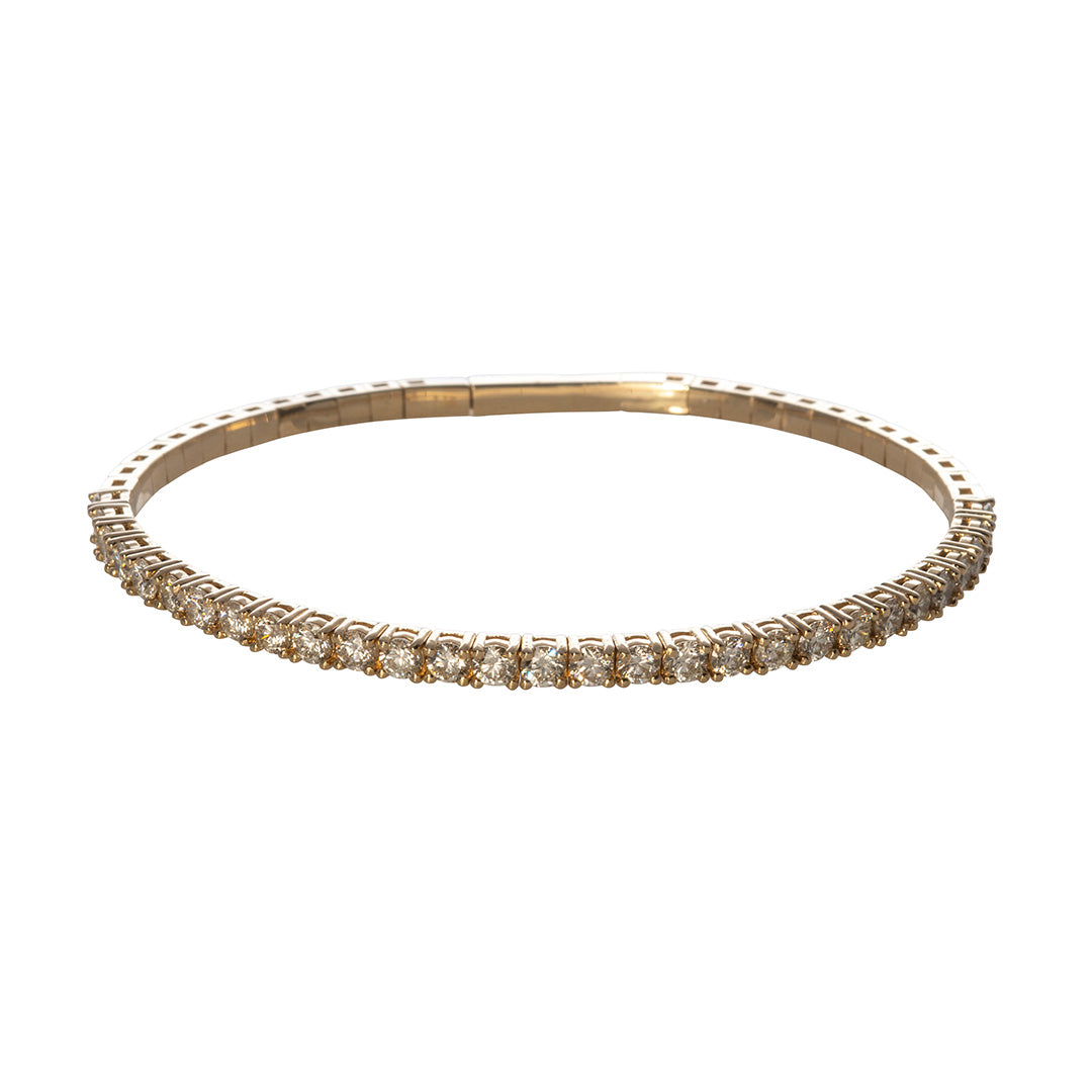 3ct Diamond 14K Yellow Gold Flexible Tennis Bangle