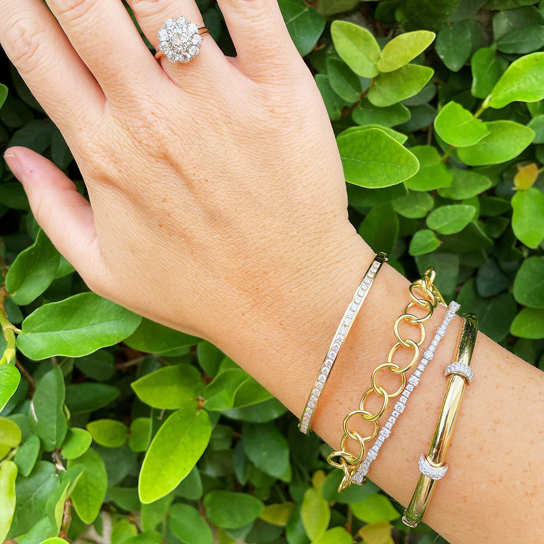 1ct Diamond 14K White Gold Flexible Bangle