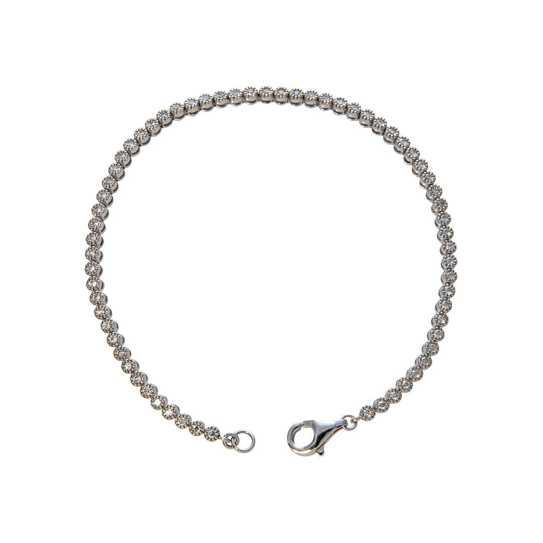 Diamond Bezel Set Milgrain 14K White Gold Bracelet