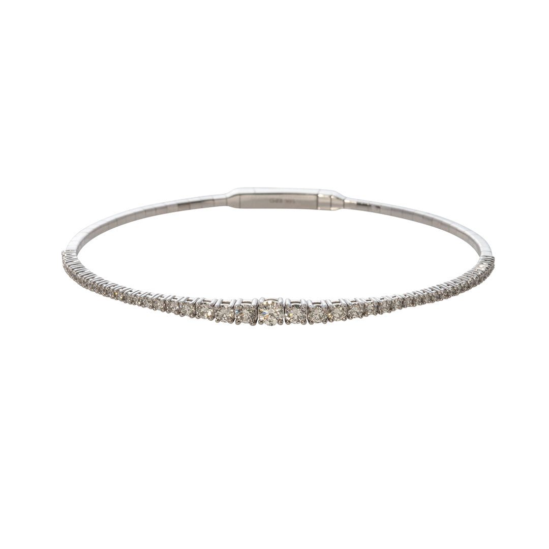 Graduated Diamond 14K White Gold Flex Bangle