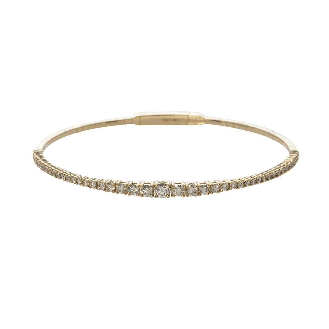 Graduated Diamond 14K Yellow Gold Flex Bangle