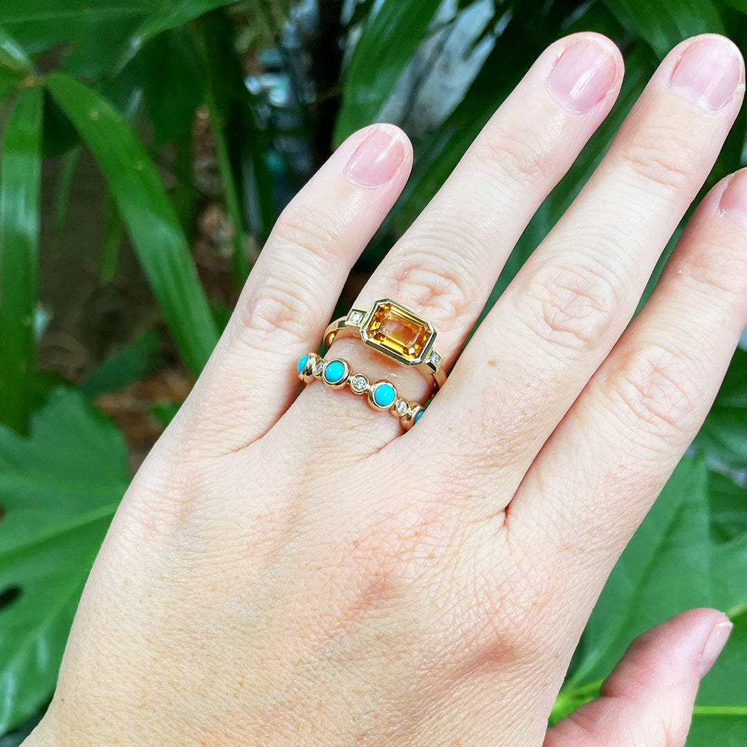 Turquoise & Diamond 14K Yellow Gold Eternity Band