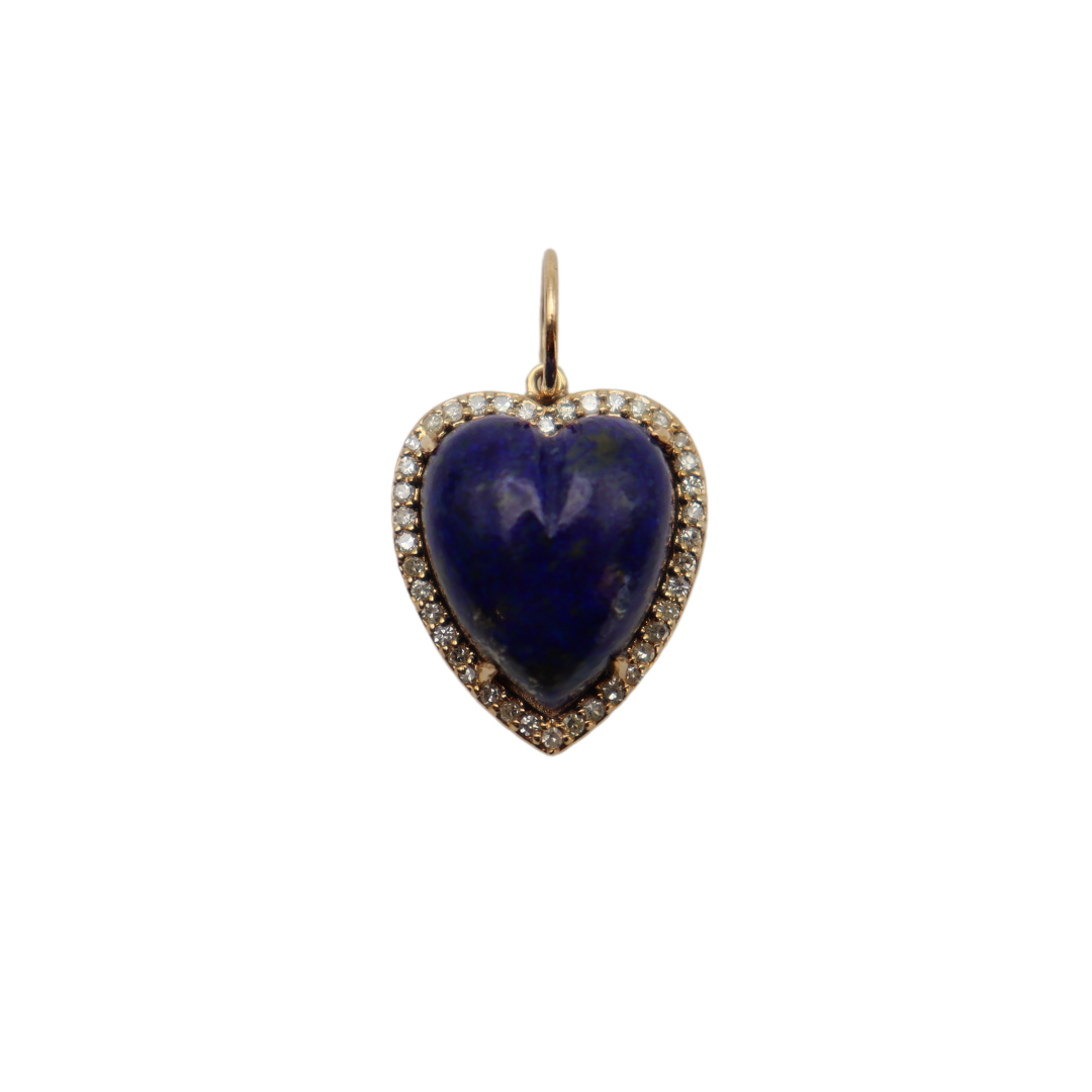Lapis Heart & Diamond 14K Gold Pendant