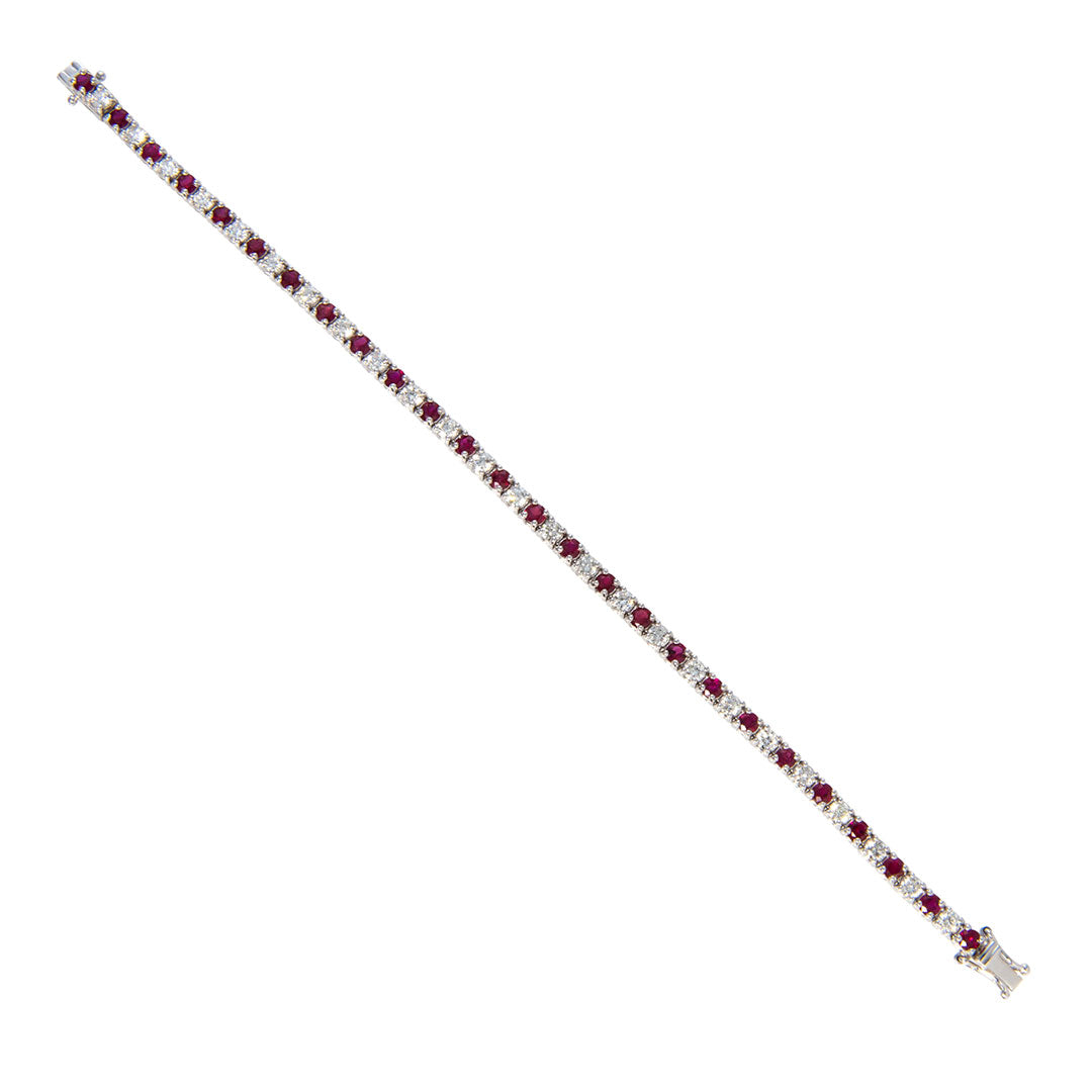 Ruby & Diamond 14K White Gold Tennis Bracelet