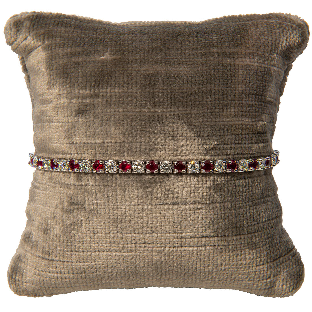 Ruby & Diamond 14K White Gold Tennis Bracelet