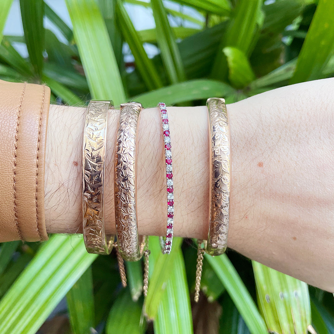 Ruby & Diamond 14K White Gold Flexible Bangle