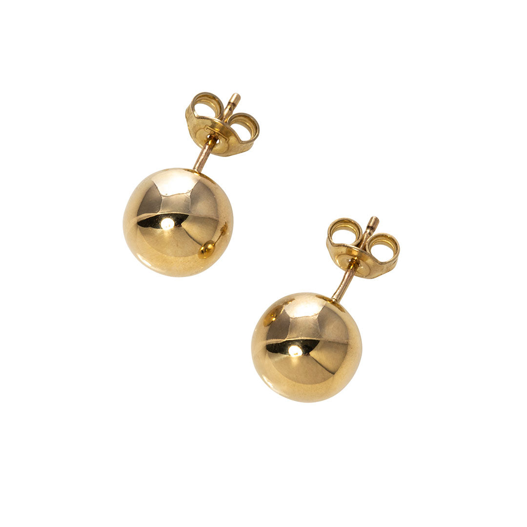 14K Yellow Gold 7mm Ball Stud Earrings