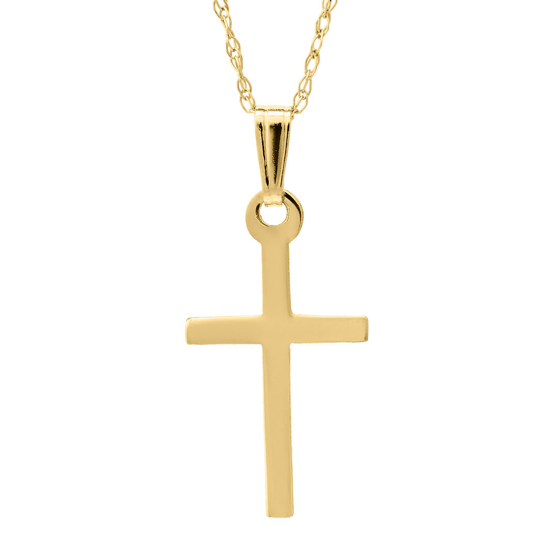 Child 14K Yellow Gold 10x21mm Cross Pendant Necklace