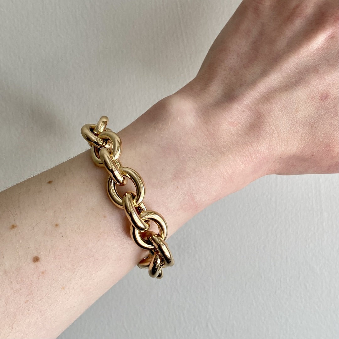 14K Yellow Gold Medium Oval Link Bracelet