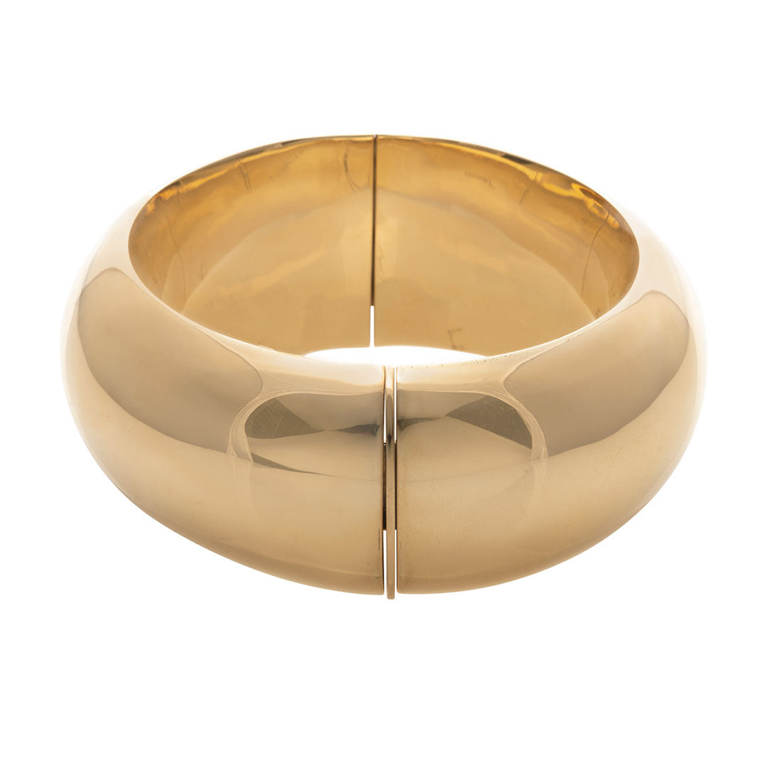 14K Yellow Gold Italian 24mm Wide Dome Bangle