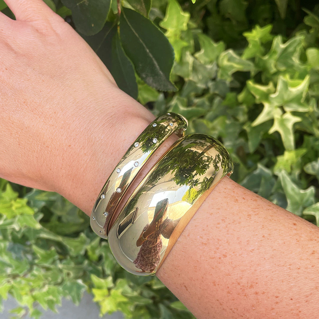 14K Yellow Gold Italian 24mm Wide Dome Bangle