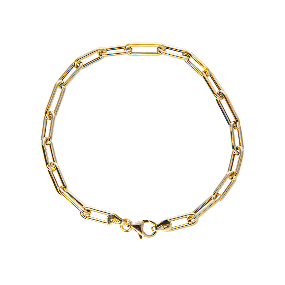 14K Yellow Gold Elongated Rectangle Link Bracelet