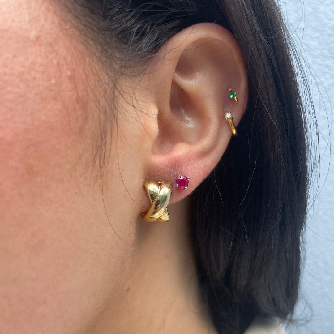 Garnet 14K White Gold 4mm Stud Earrings