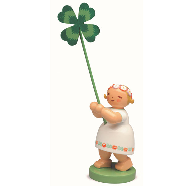 Wendt & Kuhn Girl with Four Leaf Clover Wooden Figurine