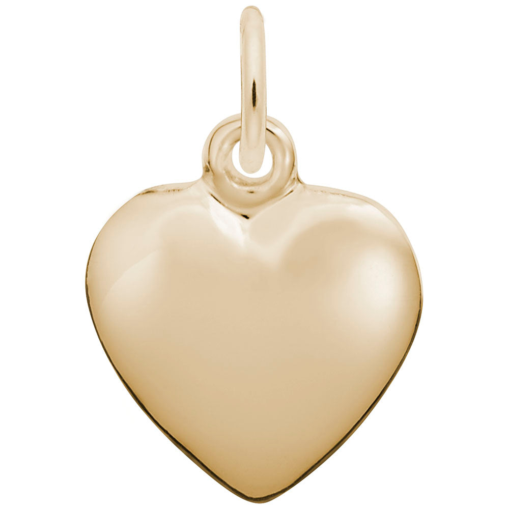 14K Gold Heart Charm, 8MM Puffed Heart Charm