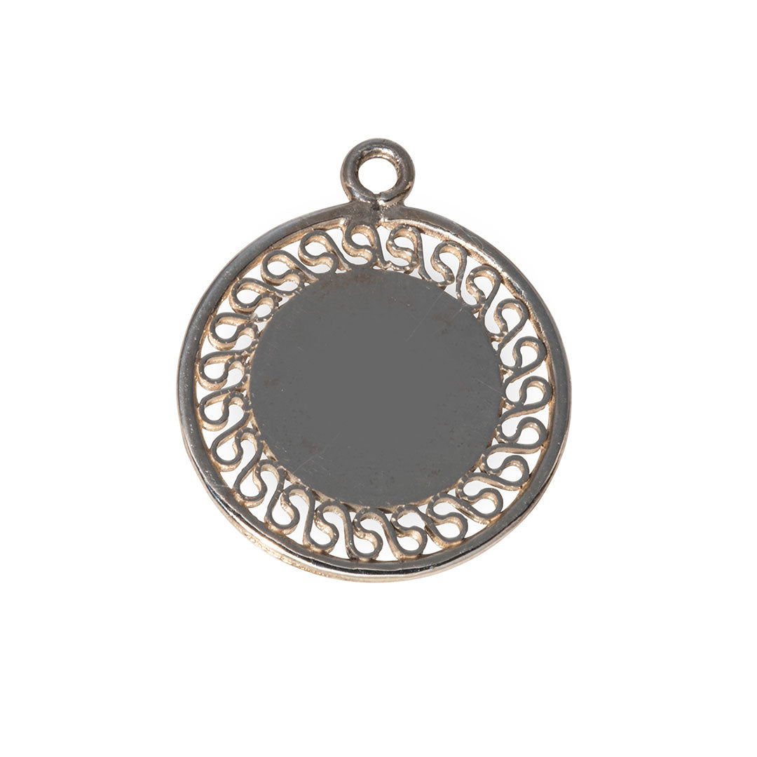 Sterling Silver Small Filigree Disc Charm
