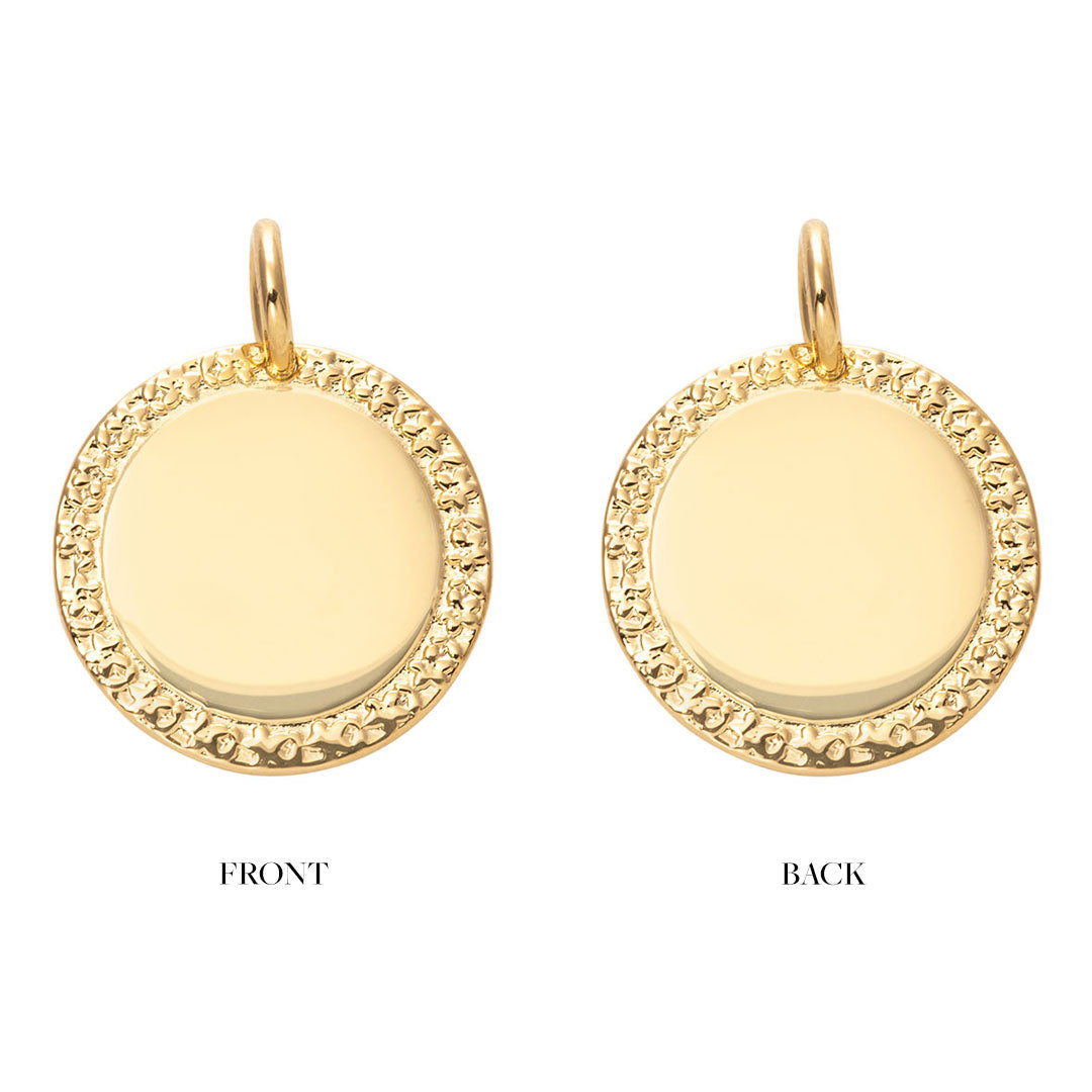 Goldbug Forget Me Not Large Disc Pendant Personalize Front and Back