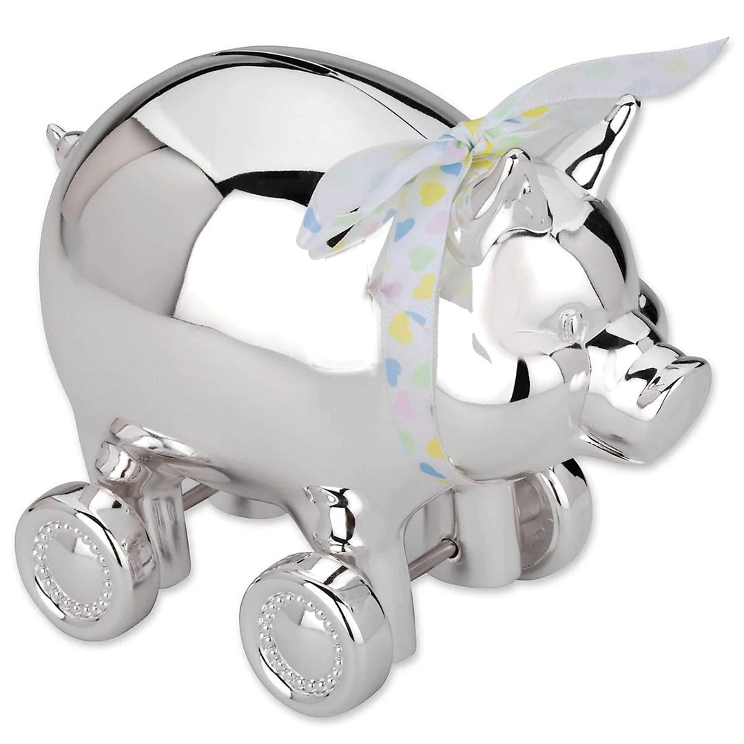 Reed and Barton Piggy with Wheels Coin Bank